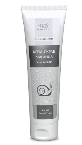 Woman's Bliss (Вуманз Блисс) Крем-скраб для лица MezoCure с улиткой и 3D гиалуроновой кислотой, 100 мл. 