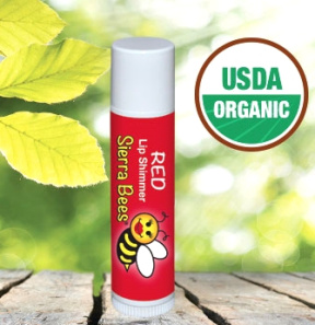 Sierra Bees (Сиерра Биз) Бальзам для губ оттеночный, красный, органик, 4 г.
