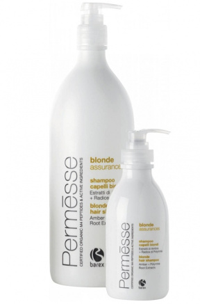 Barex (Барекс) Шампунь для осветленных волос с пептидами M4, экстрактами янтаря и корня полимнии (Permesse blonde assurances | Blonde hair shampoo), 250/1000 мл.