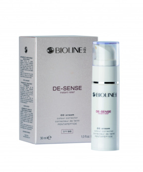 Bioline (Биолайн) Корректирующий цвет СС крем с пентапептидами SPF 30 De-Sense Couperose, 30 мл
