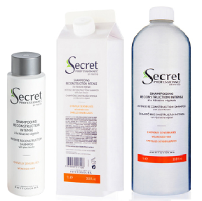 Secret Professionnel by Phyto (Cекрет Профешнл) Реконструирующий шампунь для повреждённых волос с растительным кератином (Shampooing Reconstruction Intense), 150/200/1000 Tetra/1000 Alum мл.