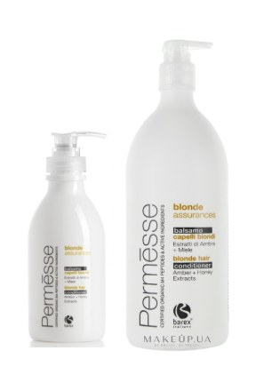 Barex (Барекс) Бальзам для осветленных волос с пептидами M4, экстрактом янтаря и медом (Permesse blonde assurances | Blonde hair conditioner), 250/1000 мл.